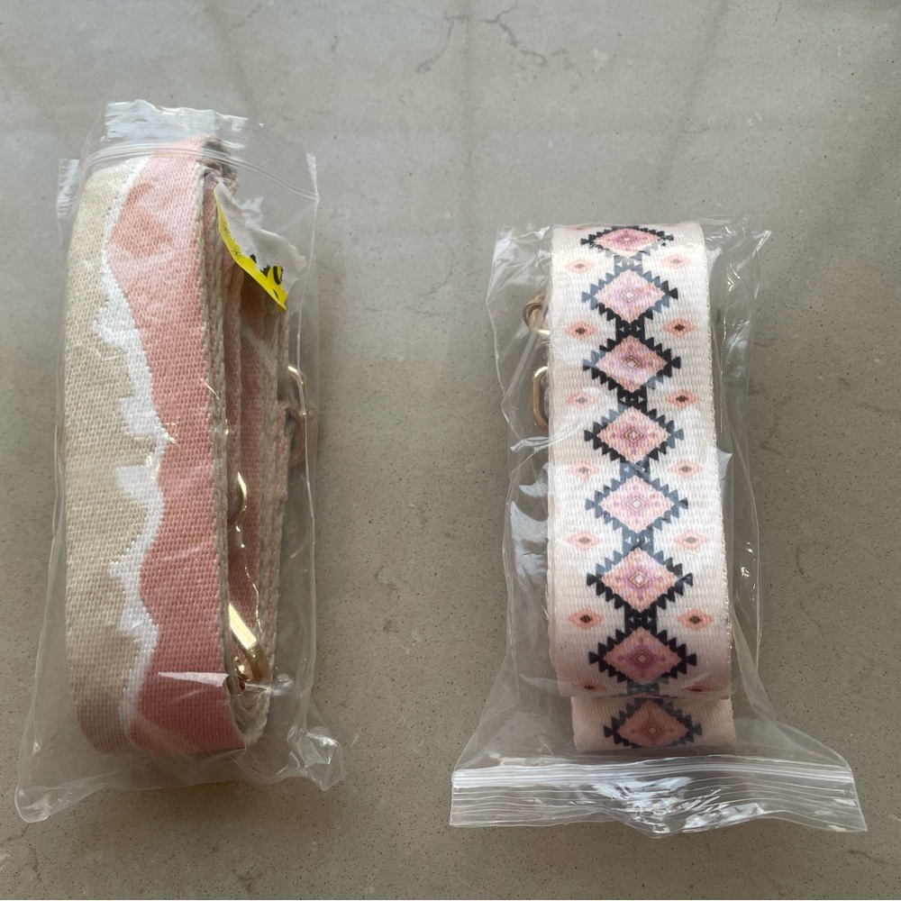 Pink and Cream Patterned Bag Straps